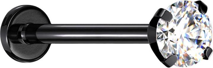 Produktbild Star Piercing Micro Threadless Labret schwarz mit Kristall silber gefasst (Chirurgenstahl 316L, ohne Messing)