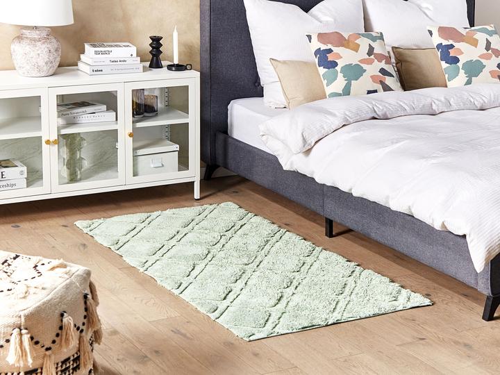 Actual product image Beliani Carpet cotton light green 80 x 150 cm geometric pattern short pile HATAY (150 x 80 cm)