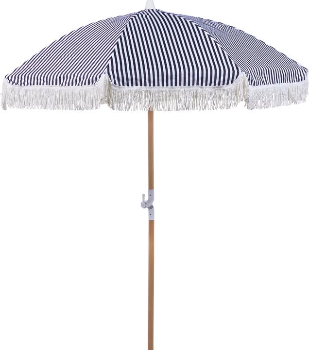 Beliani Parasol ⌀ 150 cm black / white with valance MONDELLO (1.50 m)