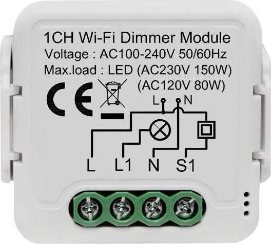 Immagine prodotto Netplus NPLLDIM01 - Modulo dimmer intelligente a 1 canale Wi-Fi (Attuatore dimmerabile)