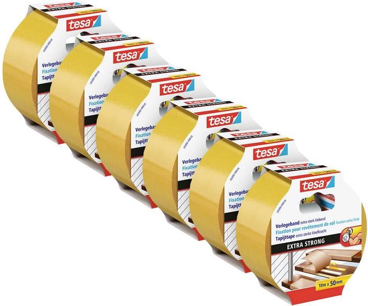 Actual product image tesa Verlegeband extra stark klebend im 6er Pack - Doppelseitiges Klebeband zum Verlegen von Teppich (50 mm)