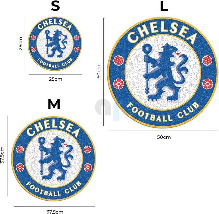 Actual product image Iconic Chelsea FC - Logo - Wooden Puzzle Size M (270 pieces) (270 pieces)
