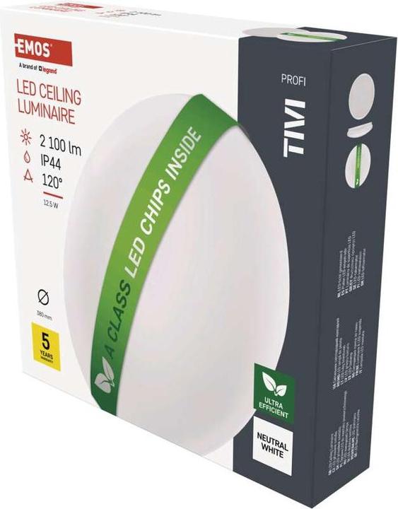 Immagine prodotto Emos Plafoniera LED TIVI, bianca rotonda 12,5W, IP44, bianco neutro (2100 lm)