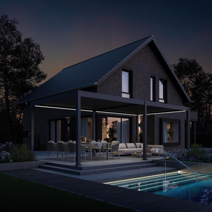Actual product image Weide Electric pergola 4x6m anthracite with LED (600 cm, 400 cm)