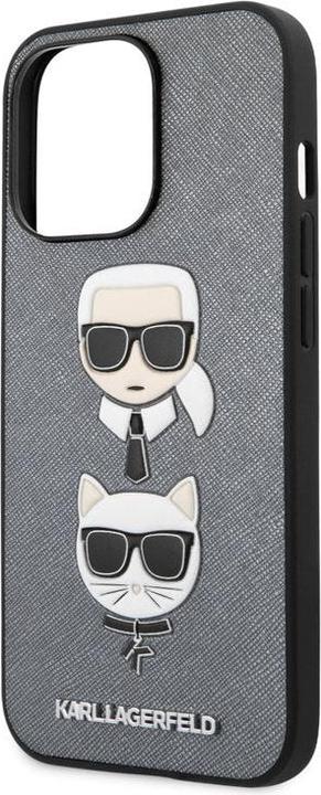 Produktbild Karl Lagerfeld Hülle Saffiano Karl & Choupette, Grau Series (Apple iPhone 13 Pro)