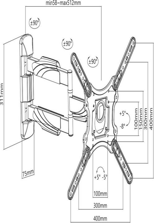 Actual product image SpeaKa Professional SP-TVM-400 (Wall, 55", 35 kg)