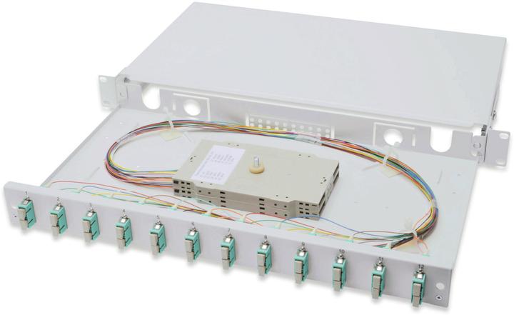 Digitus Scatola di giunzione in fibra ottica estensibile 1U Equipaggiata con 12xSC duplex incl. cassetta di
