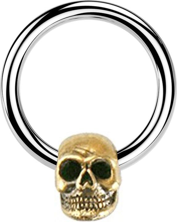 Actual product image Star Piercing Micro Closure Ring silver skull gold plated (Surgical steel 316L, Brass)