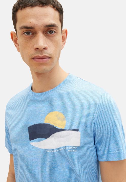 Immagine prodotto Tom Tailor T-Shirt Gestreiftes Kurzarmshirt mit Rundhalsausschnitt und Foto-Print (XL)