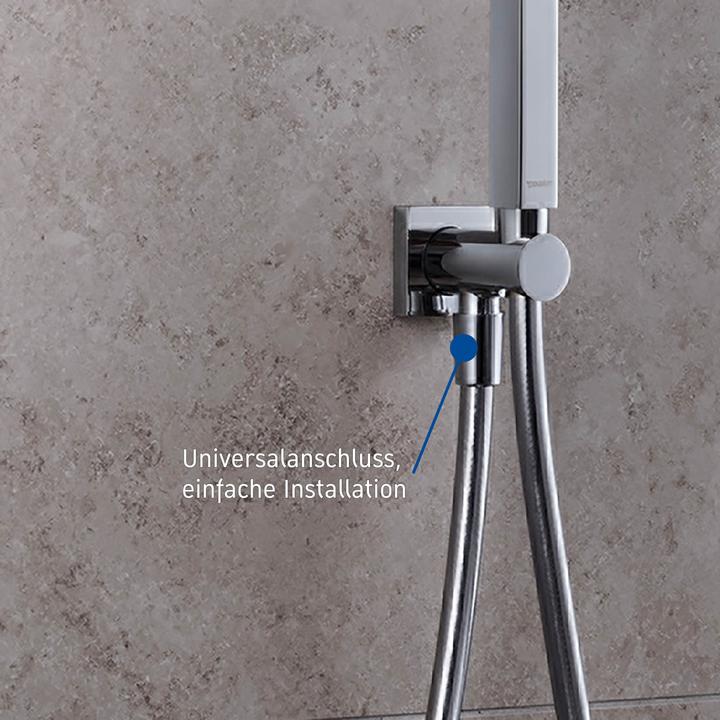 Actual product image Duravit Wall connection elbow angular rosette, with shower holder chrome
