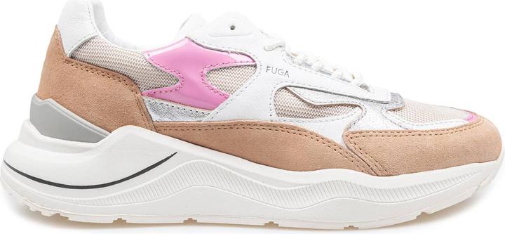 D.a.t.e. D.a.t.e fuga sport sneakers in leather and fabric color ivory/pink (42)
