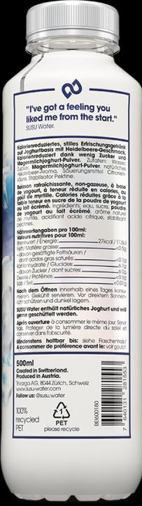 Nutritional values and ingredients Susu Water Heidelbeere (500ml) (6 x 50 cl)