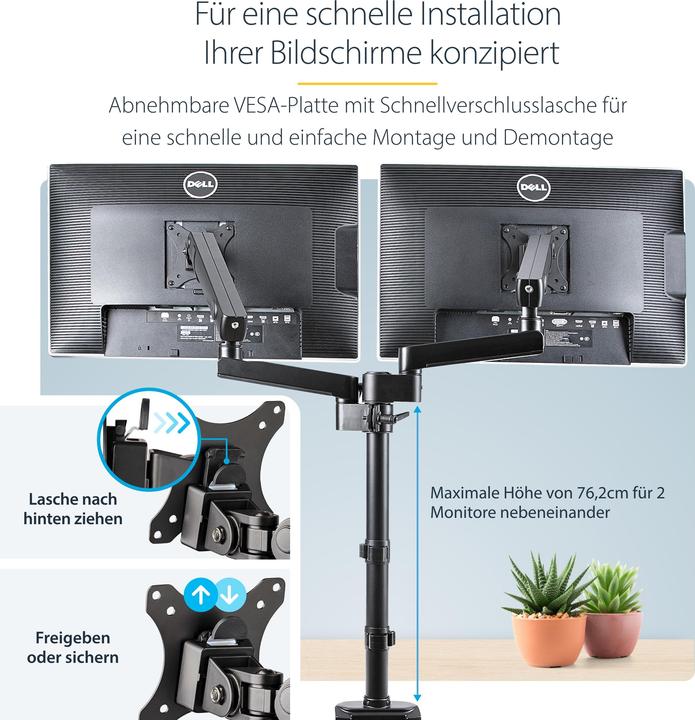 Actual product image StarTech com Desk Mount Dual Monitor Arm - Full Motion Monitor Mount for 2x VESA Displays up to 32&q (Table, 32")