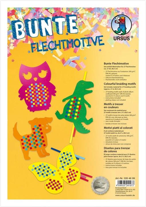 Produktbild Ursus Bastelpapier Flechtpapier A4, 27 Stück, Mehrfarbig (300 g/m², 27 x)