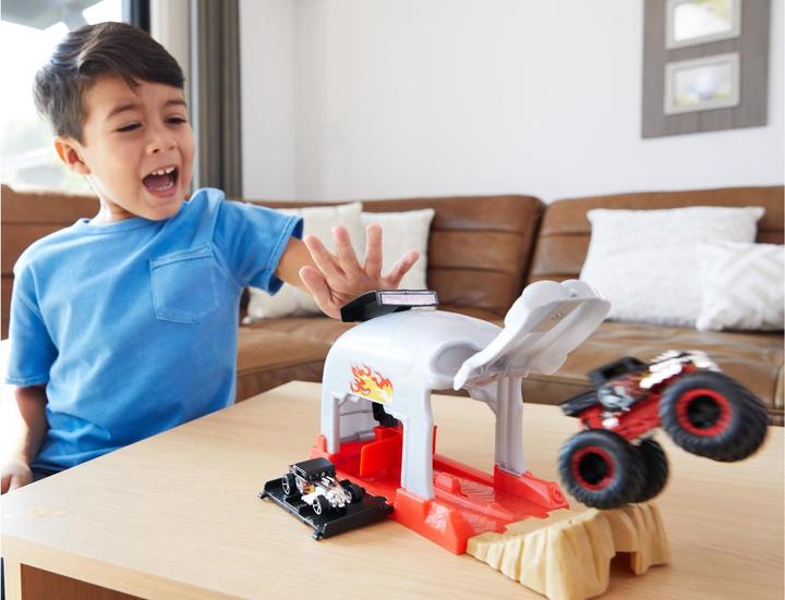Actual product image Hot Wheels Monster Trucks Pit and Launch Bone Shaker Play Set