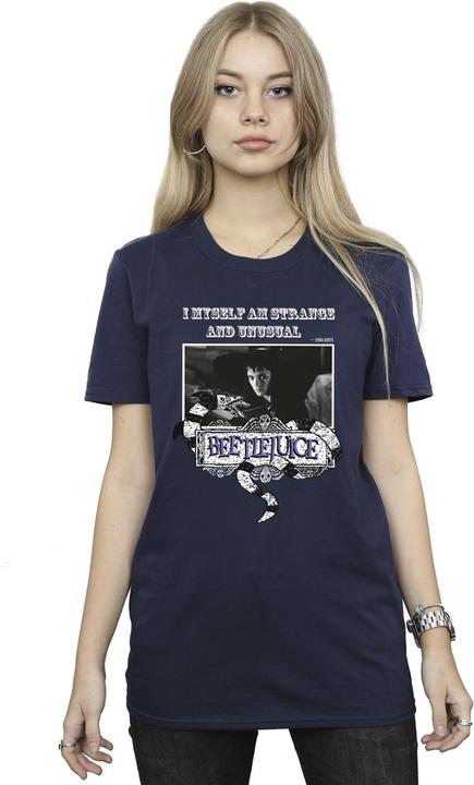 Actual product image Beetlejuice Womens/Ladies I Myself Am Strange And Unusual Cotton Boyfriend T-Shirt (4XL)