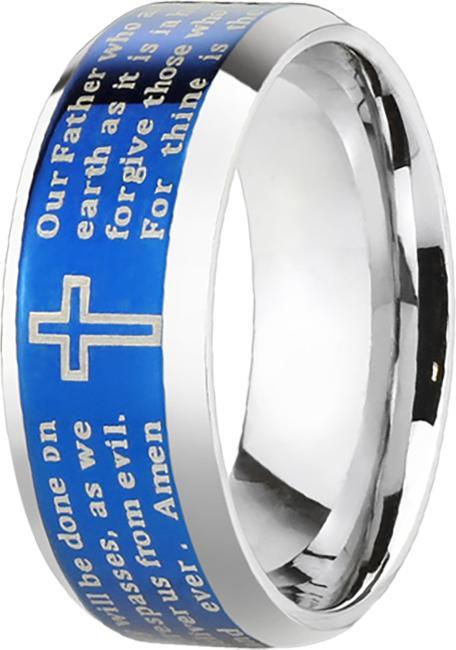 Image du produit Star Piercing Bague argent Notre Père bleu (Acier chirurgical 316L, sans laiton)