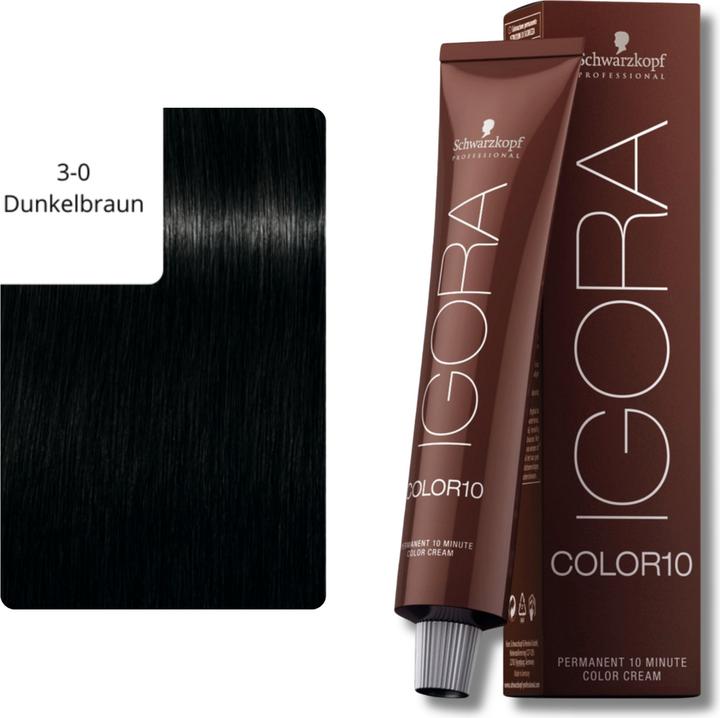 Produktbild Schwarzkopf Professional Igora Color10 Haarfarbe (3-0 Dunkelbraun)