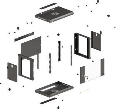 Produktbild Lanberg Installationsschrank Rack 19 4U 540x350 schwarz verglaste Tür (flat pack) (10.86 HE, 19 Zoll Rack)