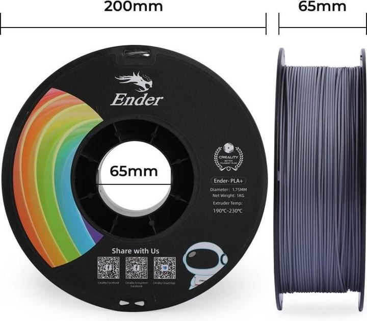 Produktbild Creality Filament PLA+ (PLA, 1.75 mm, 1000 g, Grau)