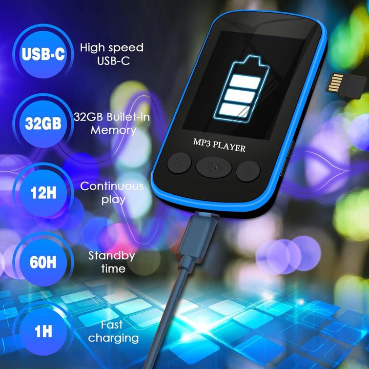 Image du produit Aiworth Lecteur MP3 léger pour le sport, 32 Go (32 Go)