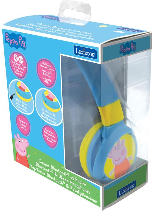 Actual product image Lexibook Peppa Wuz headphones for children, 2 in 1 Bluetooth and cable connection, foldable, volume limiter