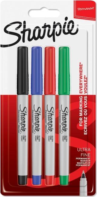 Produktbild Sharpie Faserschreiber Ultra Fine EF Schw/Blau/Rot/Grün (Blau, Schwarz, Rot, Grün, 4 x)