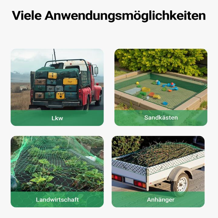 Produktbild Wiltec Ladungssicherungsnetz 5x3m Grün Anhänger Randkördel Witterungsbeständig
