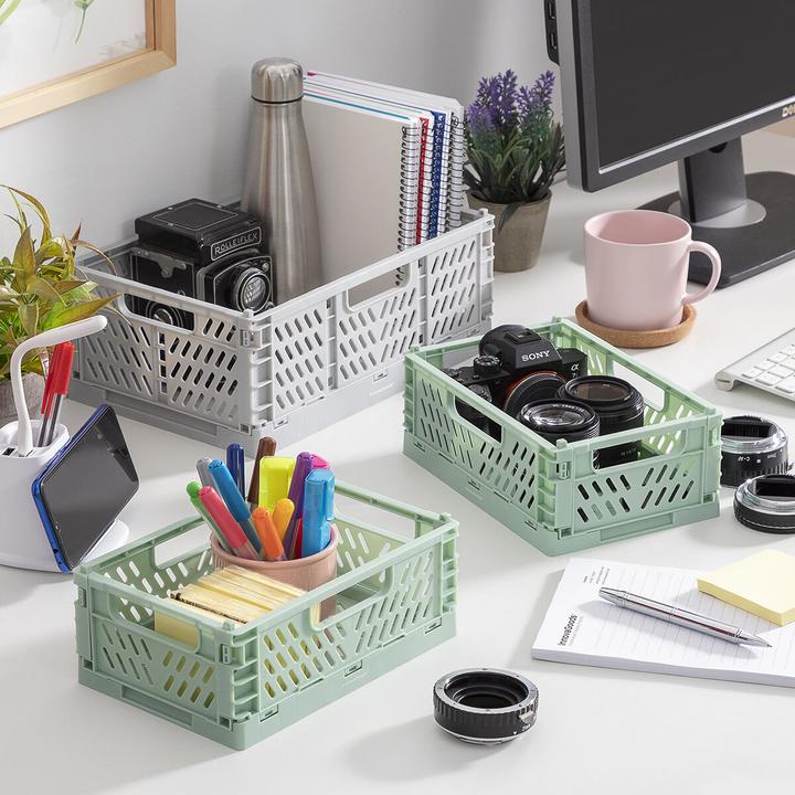 Immagine prodotto InnovaGoods 3x scatole portaoggetti impilabili e pieghevoli (30 x 20 x 12 cm, 20 x 15 x 9 cm)