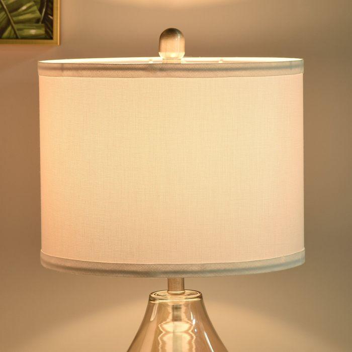 Actual product image Swisshandel24 Set of 2 table lamps Table lamps E27 socket bedside lamp 40 W glass linen steel amber Ø30 x 5 (E27)