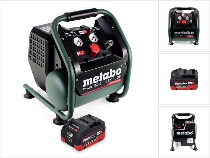 Immagine prodotto Metabo Power 160-5 18 LTX BL OF Compressore a batteria 18 V 8,0 bar brushless + 1x batteria 10,0 Ah - senza (5 l)