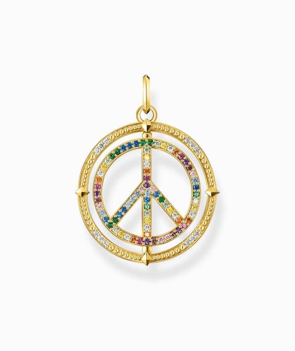 Image du produit Thomas Sabo Pendentif Signe de Paix avec Pierres Multicolores Plaqué Or (Argent 925)
