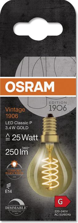 Produktbild Osram Vintage 1906 (E14, 3.40 W, 250 lm, 1 x, G)