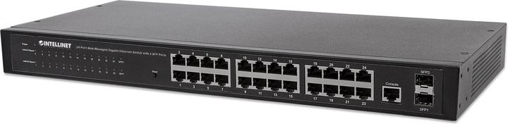 Actual product image Intellinet 24-Port Web Managed Gigabit Ethernet Switch with 2 SFP Ports 24 x 10/100/1000 Mbps RJ45 Ports +... (24 Ports)