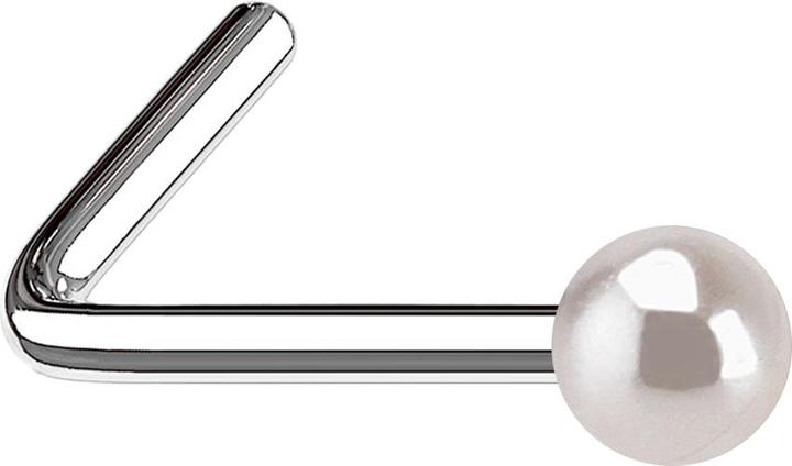 Produktbild Star Piercing Nasenstecker gewinkelt mit Perle pink (ohne Messing, Chirurgenstahl 316L)