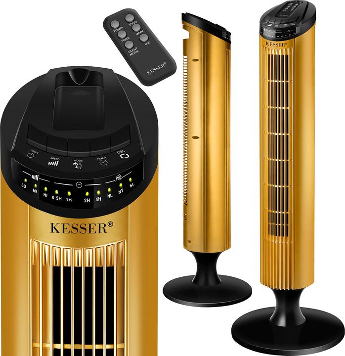 Kesser Turmventilator mit Fernbedienung, 90cm, Gold (51.50 dB)