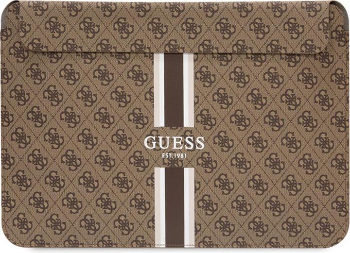 Guess PU 4G Computer Sleeve with Printed Stripes, 16 Inch, Brown (16", Universal)