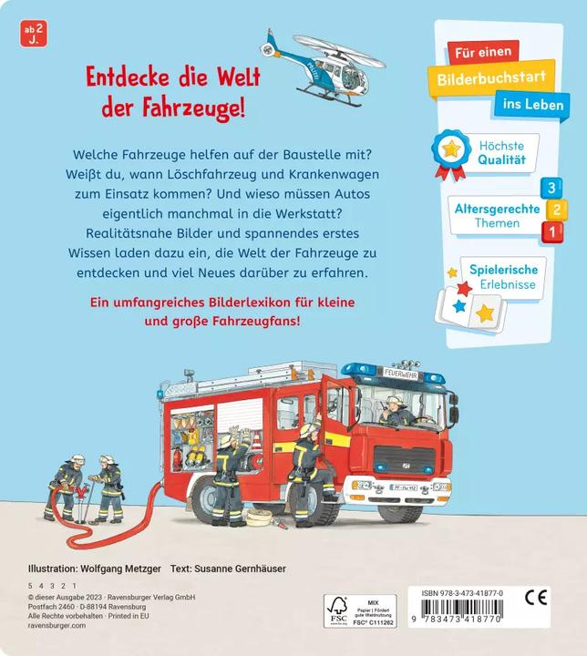 Produktbild Ravensburger Mein grosses Bilderlexikon: Alles über Fahrzeuge (Deutsch, Wolfgang Metzger, Susanne Gernhäuser, 2023)