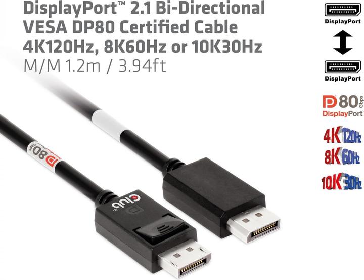 Image du produit Club 3D DisplayPort – DisplayPort (1.20 m, DisplayPort)