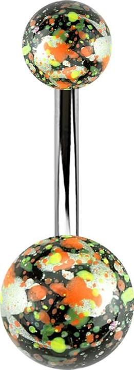 Produktbild Star Piercing Banane silber mit zwei splatter Kugel grün (Chirurgenstahl 316L, ohne Messing)