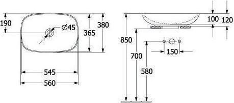 Immagine prodotto Villeroy & Boch V&B Lavabo da appoggio LOOP & FRIENDS con ÜL 560x380mm bianco (380 mm, 560 mm)