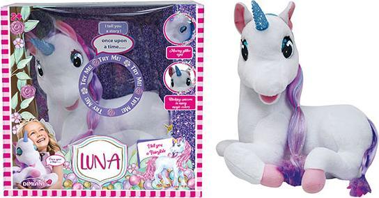 Actual product image Magni Dimian BD2003-3D Soft toy Unicorn Luna with glowing horn, approx. 35 cm, moves and tells stories (36 cm)