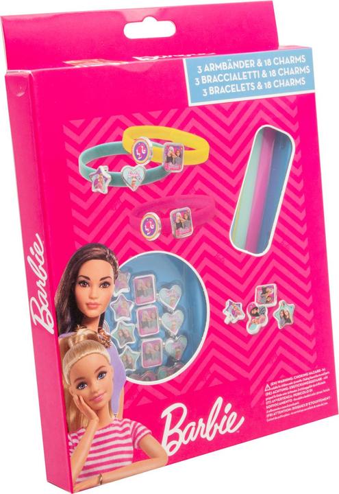 Actual product image Barbie 3 plastic bracelets with 18 charms