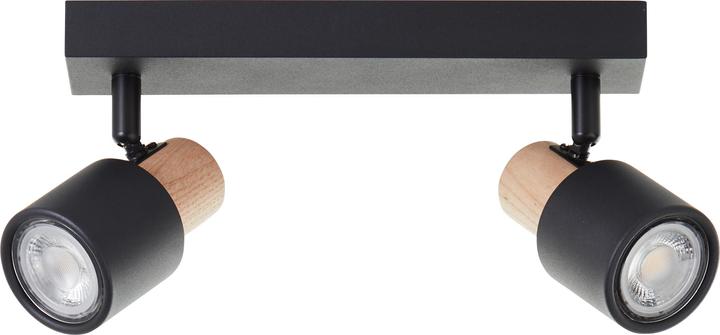 Produktbild Brilliant Deckenstrahler Pini Spotbalken, 2x GU10, 58 cm, schwenkbar, Metall/Holz, schwarz/braun (GU10)