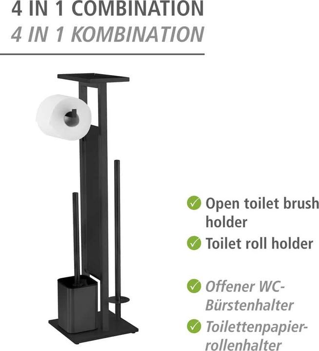 Produktbild Wenko Stand WC-Garnitur Mod. Debar mit Ablage Schwarz aus rostfreiem Edelstahl