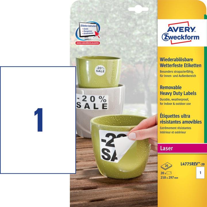 Productafbeelding Avery Etiketten, 210 x 297 mm