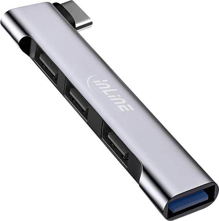 Produktbild InLine Slim USB-C Hub, 4-Port, USB 3.0 + 3x USB 2.0, schmale Bauform (USB-C, 4 Ports)