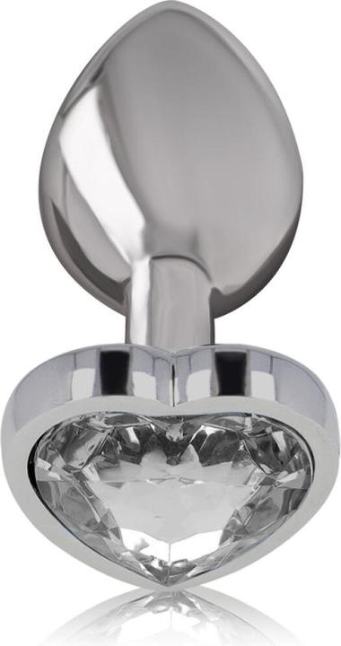 Actual product image Intense White Heart Aluminium Metal Anal Plug Size S