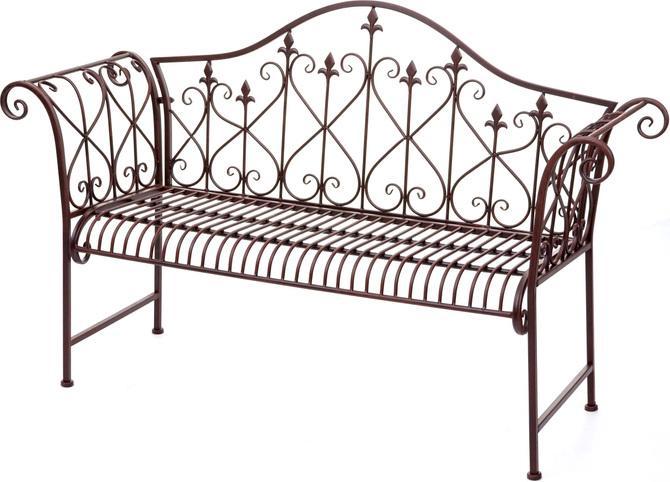 Produktbild Swisshandel24 Gartenbank, Parkbank Sitzbank, 2-Sitzer Metall mit Verzierungen Rost-Optik braun 150cm - ohne Sitzki
