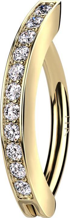 Star Piercing Banane klappbar 14k gold Schild Kristalle silber (ohne Messing, 14k Gold)